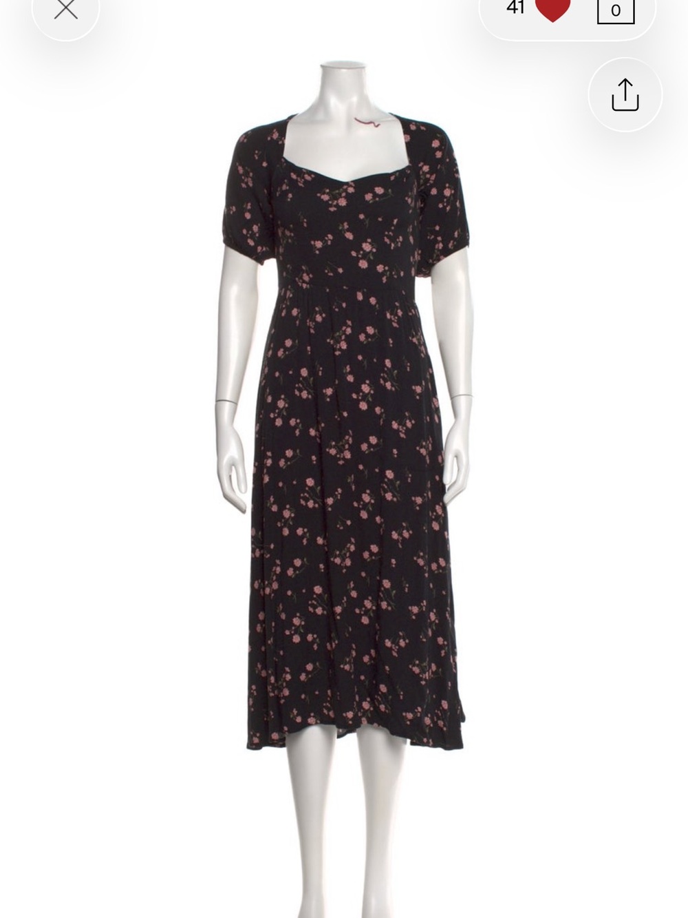 Reformation Black and Pink Floral Midi Skirt